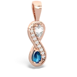 White Topaz Diamond Infinity 14K Rose Gold pendant P5390