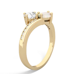 White Topaz Channel Set Two Stone 14K Yellow Gold ring R5303