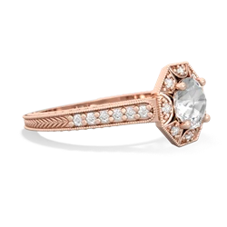 White Topaz Art-Deco Starburst 14K Rose Gold ring R5520