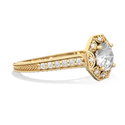 White Topaz Art-Deco Starburst 14K Yellow Gold ring R5520
