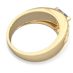 White Topaz Celtic Trinity Knot Men's 14K Yellow Gold ring R0440