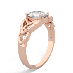 White Topaz Celtic Trinity Knot 14K Rose Gold ring R2389