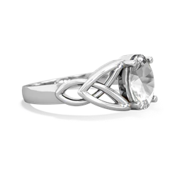 White Topaz Celtic Trinity Knot 14K White Gold ring R2389