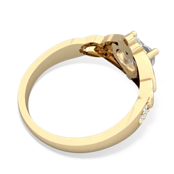 White Topaz Claddagh Celtic Knot Diamond 14K Yellow Gold ring R5001