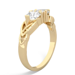 White Topaz Celtic Knot Double Heart 14K Yellow Gold ring R5040