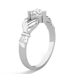 White Topaz Claddagh 14K White Gold ring R2370