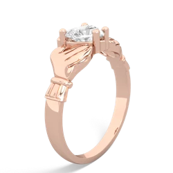 White Topaz Claddagh Diamond Crown 14K Rose Gold ring R2372
