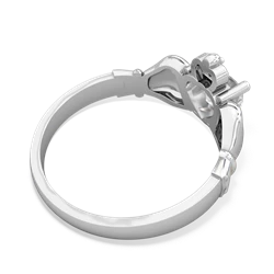 White Topaz Claddagh Diamond Crown 14K White Gold ring R2372
