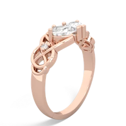 White Topaz 'One Heart' Celtic Knot Claddagh 14K Rose Gold ring R5322