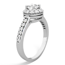 White Topaz Diamond Halo 14K White Gold ring R5370