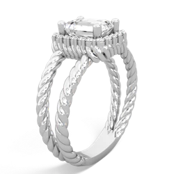 White Topaz Rope Split Band 14K White Gold ring R2628
