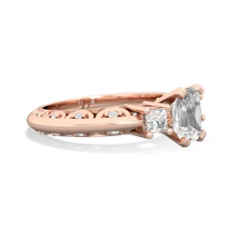 White Topaz Art Deco Diamond 7X5 Emerald-Cut Engagement 14K Rose Gold ring R20017EM