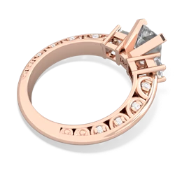 White Topaz Art Deco Diamond 8X6 Emerald-Cut Engagement 14K Rose Gold ring R20018EM