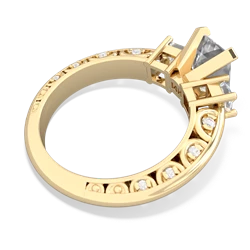 White Topaz Art Deco Diamond 8X6 Emerald-Cut Engagement 14K Yellow Gold ring R20018EM