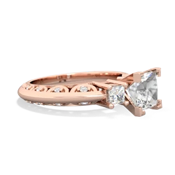 White Topaz Art Deco Diamond Engagement 6Mm Princess 14K Rose Gold ring R2001