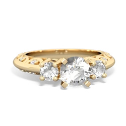 White Topaz Art Deco Eternal Embrace Engagement 14K Yellow Gold ring C2003