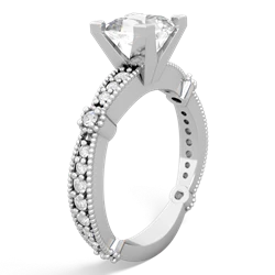 White Topaz Sparkling Tiara 6Mm Princess 14K White Gold ring R26296SQ