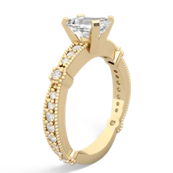 White Topaz Sparkling Tiara 7X5mm Emerald-Cut 14K Yellow Gold ring R26297EM