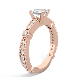 White Topaz Sparkling Tiara 7X5mm Oval 14K Rose Gold ring R26297VL