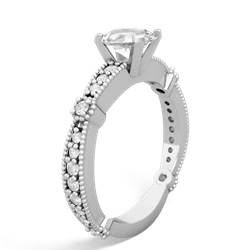 White Topaz Sparkling Tiara 7X5mm Oval 14K White Gold ring R26297VL