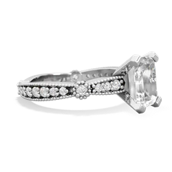 White Topaz Sparkling Tiara 8X6 Emerald-Cut 14K White Gold ring R26298EM
