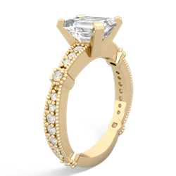 White Topaz Sparkling Tiara 8X6 Emerald-Cut 14K Yellow Gold ring R26298EM