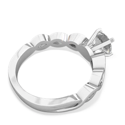 White Topaz Infinity 6Mm Round Engagement 14K White Gold ring R26316RD