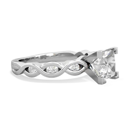 White Topaz Infinity 6Mm Princess Engagement 14K White Gold ring R26316SQ