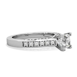 White Topaz Art Deco Engagement 5Mm Square 14K White Gold ring R26355SQ