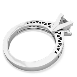 White Topaz Art Deco Engagement 6Mm Princess 14K White Gold ring R26356SQ