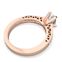 White Topaz Art Deco Engagement 7X5mm Emerald-Cut 14K Rose Gold ring R26357EM