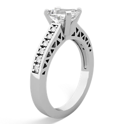 White Topaz Art Deco Engagement 7X5mm Emerald-Cut 14K White Gold ring R26357EM