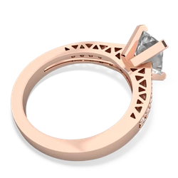 White Topaz Art Deco Engagement 8X6mm Emerald-Cut 14K Rose Gold ring R26358EM