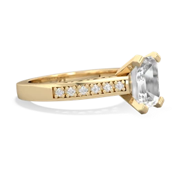 White Topaz Art Deco Engagement 8X6mm Emerald-Cut 14K Yellow Gold ring R26358EM