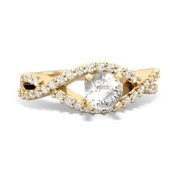 White Topaz Diamond Twist 5Mm Round Engagment  14K Yellow Gold ring R26405RD