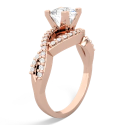 White Topaz Diamond Twist 5Mm Square Engagment  14K Rose Gold ring R26405SQ