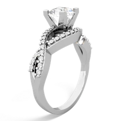 White Topaz Diamond Twist 5Mm Square Engagment  14K White Gold ring R26405SQ