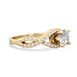 White Topaz Diamond Twist 6Mm Round Engagment  14K Yellow Gold ring R26406RD