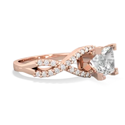 White Topaz Diamond Twist 6Mm Princess Engagment  14K Rose Gold ring R26406SQ