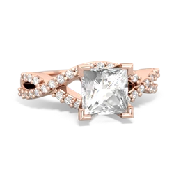 White Topaz Diamond Twist 6Mm Princess Engagment  14K Rose Gold ring R26406SQ