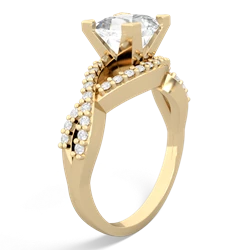 White Topaz Diamond Twist 6Mm Princess Engagment  14K Yellow Gold ring R26406SQ