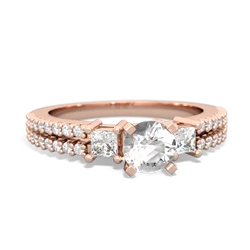 White Topaz Classic 5Mm Round Engagement 14K Rose Gold ring R26435RD