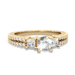 White Topaz Classic 5Mm Round Engagement 14K Yellow Gold ring R26435RD