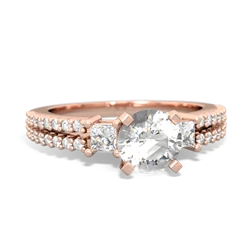 White Topaz Classic 6Mm Round Engagement 14K Rose Gold ring R26436RD