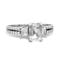 White Topaz Classic 7X5mm Emerald-Cut Engagement 14K White Gold ring R26437EM
