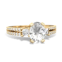 White Topaz Classic 8X6mm Oval Engagement 14K Yellow Gold ring R26438VL