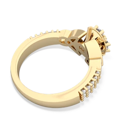 White Topaz Celtic Knot Cluster Engagement 14K Yellow Gold ring R26443RD