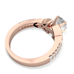 White Topaz Celtic Knot 6Mm Round Engagement 14K Rose Gold ring R26446RD
