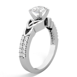 White Topaz Celtic Knot 6Mm Round Engagement 14K White Gold ring R26446RD