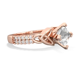 White Topaz Celtic Knot 6Mm Princess Engagement 14K Rose Gold ring R26446SQ